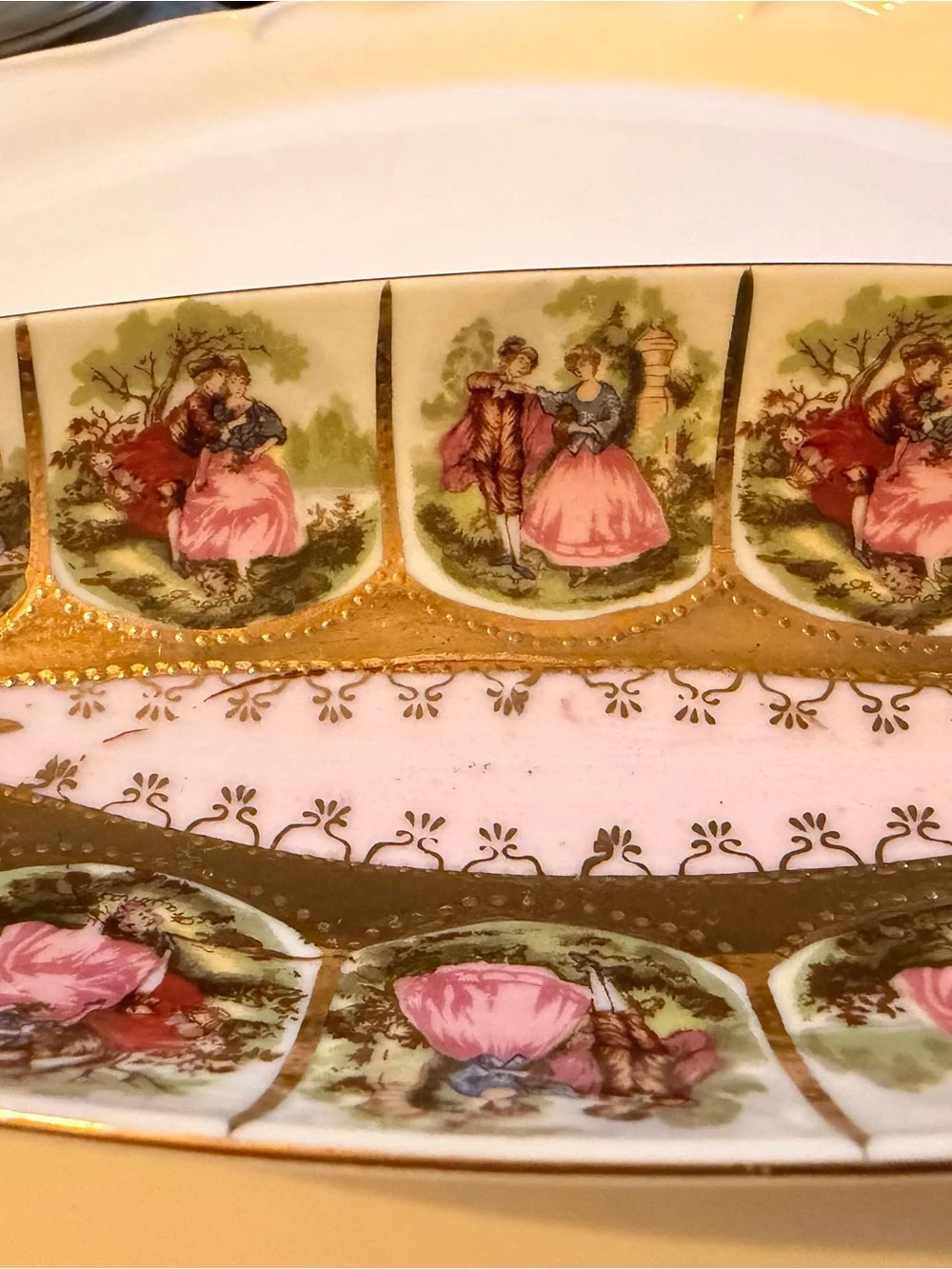 Royal Vienna Arnart Imports Relish Dish, Courting Couples - c.1950+